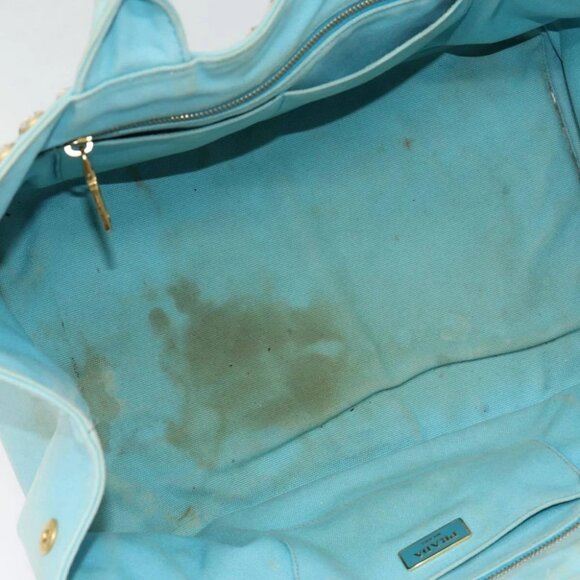 PRADA Canapa GM Hand Bag Canvas 2way Light Blue - Picture 13 of 15